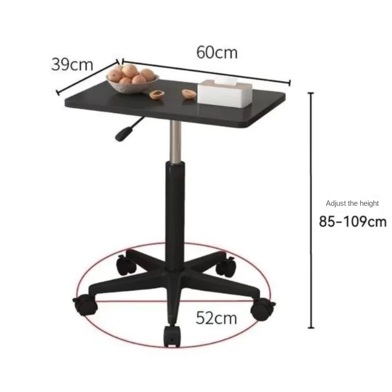 Mobile Height Adjustable Table with Swivel Casters, Lockable Wheels, Star Base Design, Portable for Bedside Home Office Use