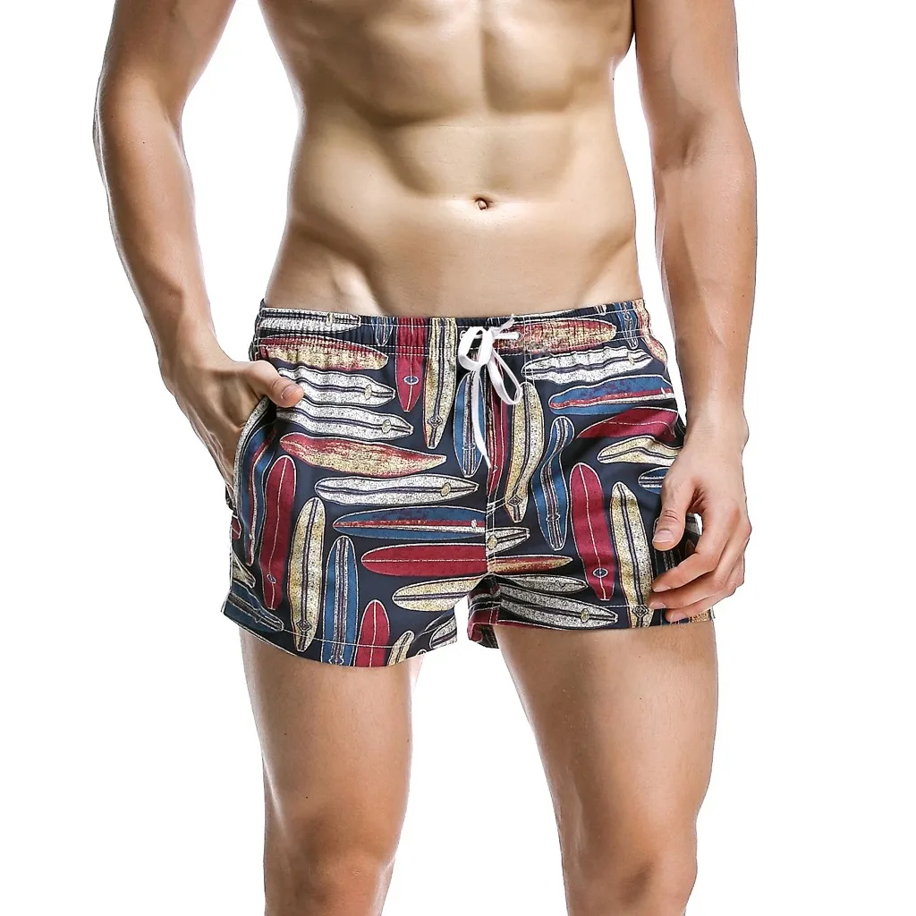 Costume da bagno Vintage con stampa floreale Boho da uomo con coulisse pantaloncini da tavola con doppia tasca pantaloncini da surf hawaiani estivi