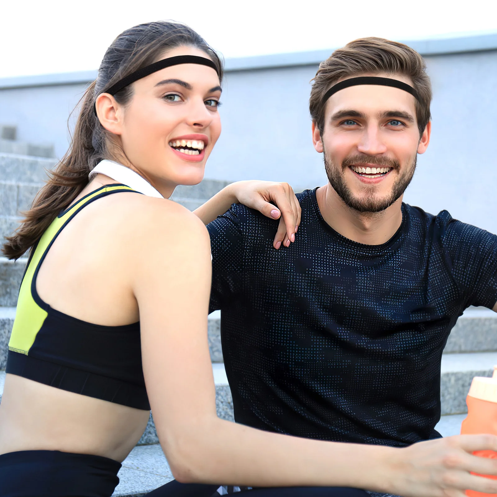 

9Pcs Running Headband Stretchy Non-Slip Sports Yoga Hair Band Unisex Sweat Absorbing Head Wrap Black Football Dance