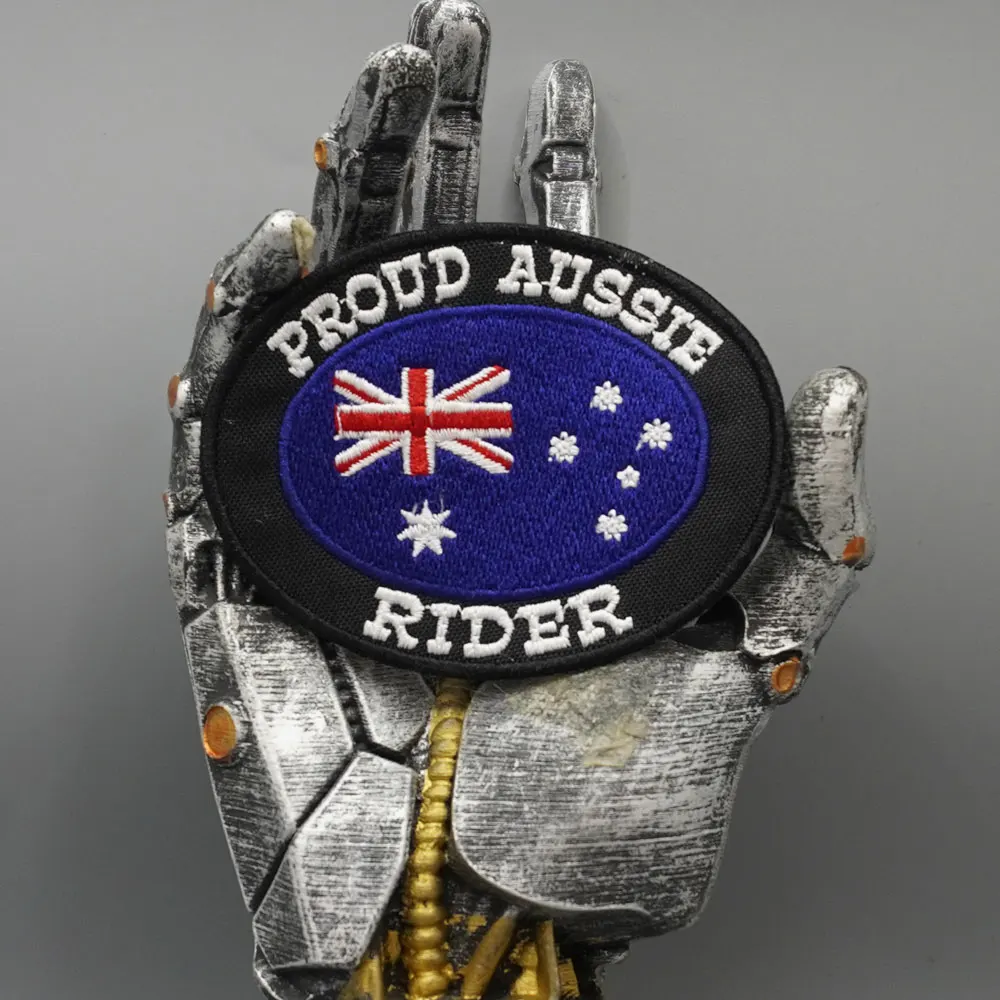 Aussie Biker Bestickter Aufnäher, Applikation zum Aufnähen, Punk-Biker-Band Rock-Kleidung Abzeichen, Klettverschluss oder zum Aufbügeln, anpassbar – Detail 1