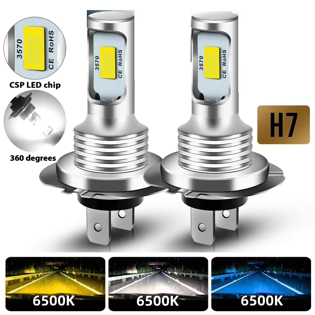 H7 H1 H8 H4 H3 H11 9005 9006 LED لمبات Canbus CSP LED السوبر مشرق المصباح DRL مصباح 6500K أبيض أصفر أزرق رقاقة الضباب الخفيف #1