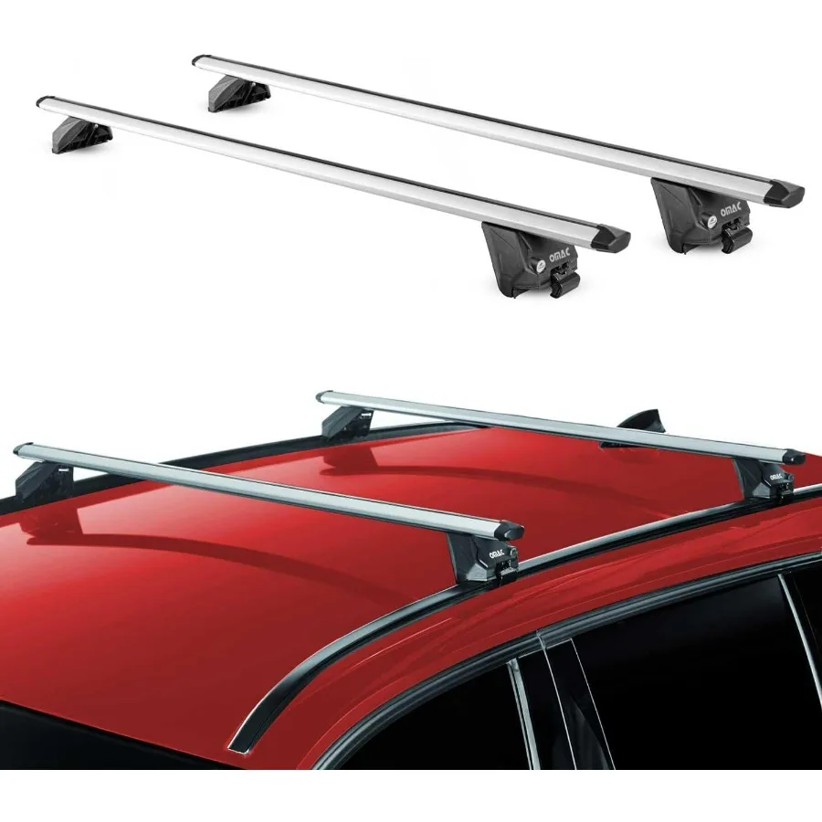 

Сверхмощные поперечины багажника на крышу для Volvo XC40 20192024 с запирающейся конструкцией, емкостью 220 фунтов, алюминиевая серебряная отделка, комплект из 2 предметов, идентификатор