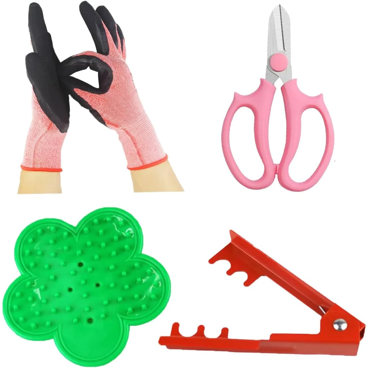 

4PCS Gardening Gloves & Shears Scissor & Rose Thorn Stripper Remover Tool, Flower Stripper Tool for Garden & Florist supplies