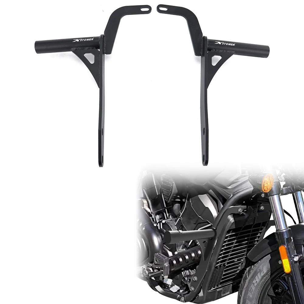 

For Indian Scout 2025+ Motorcycle Black Steel Highway Peg Crash Bar Engine Guard Frame Slider Protector Rider Footpeg Kit
