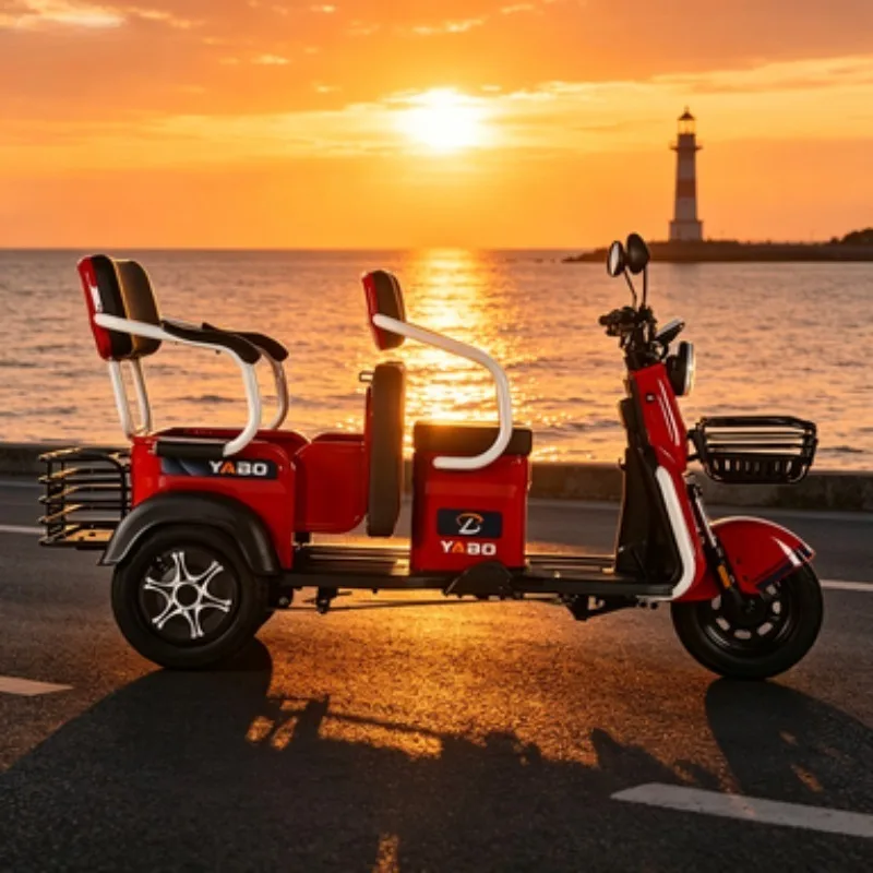 Electric Tricycle 3-Passenger 500W Motor 60V 50-70km Range Intelligent Controller 12-Tube Tubeless Tire Open New Hot-Selling