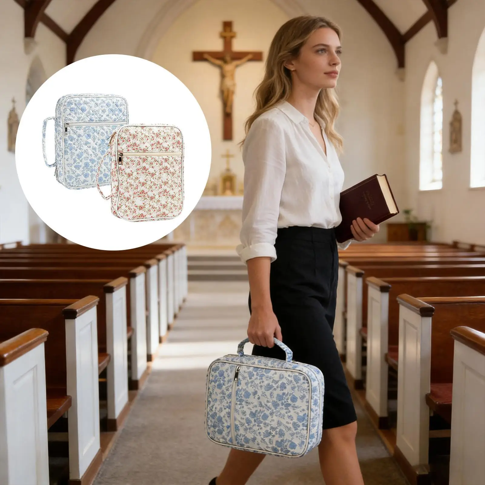 

Bible Case Book Protector With Handle Bible Bags For Women With Zippered Pocket And Study Supplies For Christian Study Carry