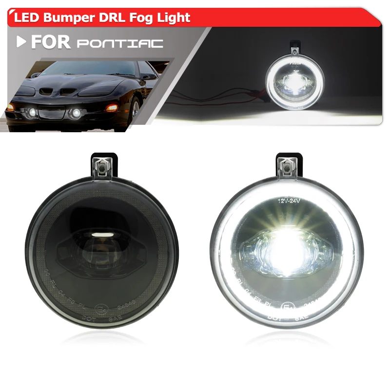 For Pontiac Gen4 Firebird Facelift 1998-2002 Base Formula Trans Am Bumper DRL Halo LED Driving Fog Light Assembly Kit W/ Bracket