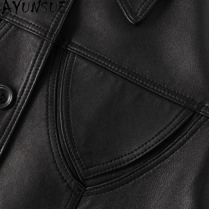AYUNSUE Real Leather Jacket Women 100% Sheepskin Womens Coats Spring Autumn Clothes Vegetable Tanning Jaqueta Couro Slim Fit