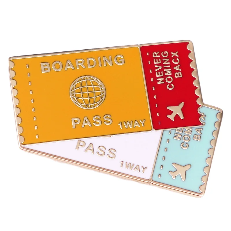 Airplane Ticket Boarding Pass Brooch Fun Meme Badge Gift