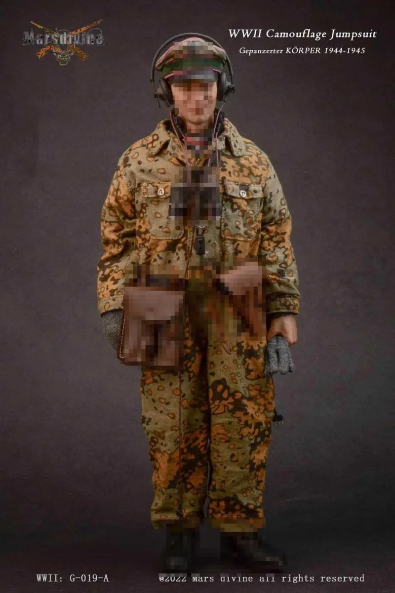 1/6 Marsdivine G-019A G-019B WWWII Military Series Camouflage Jumpsuit Dress Metal Headset Accessories For 12" Male Action