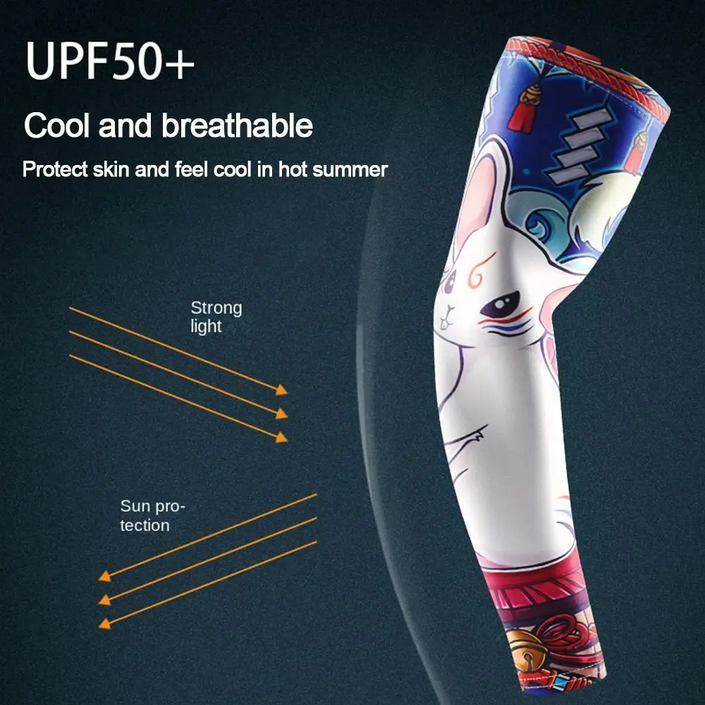 1 Pair Flower Arm Tattoo Sleeves Seamless Outdoor Riding Sunscreen Arm Sleeves Sun UV Protection Arm Warmers For Men Women