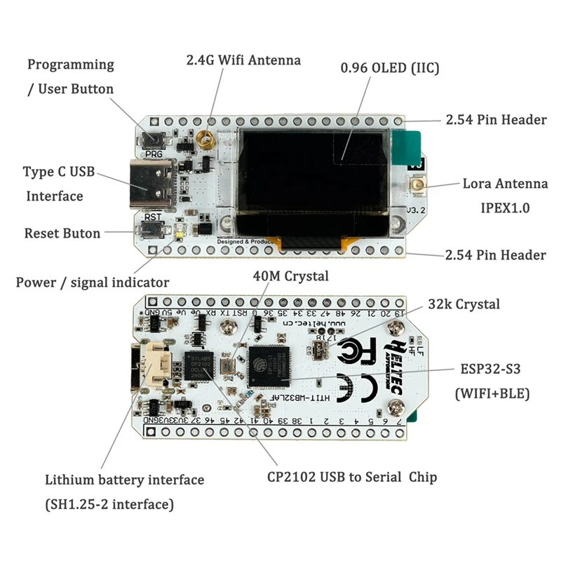 Heltec Meshtastic Lora32 V3 Placa de Desenvolvimento 863-928MHZ SX1262 Tela OLED de 0,96 Polegadas BT WIFI ESP32 Lora Kit-Y47A