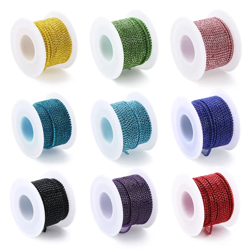 2 Yards/Packung Glitzer-Strassbesatz, bunte Klaue, Kristallkette, Strass-Glas, genähte Strassbesätze, Kleidungsdekorationen