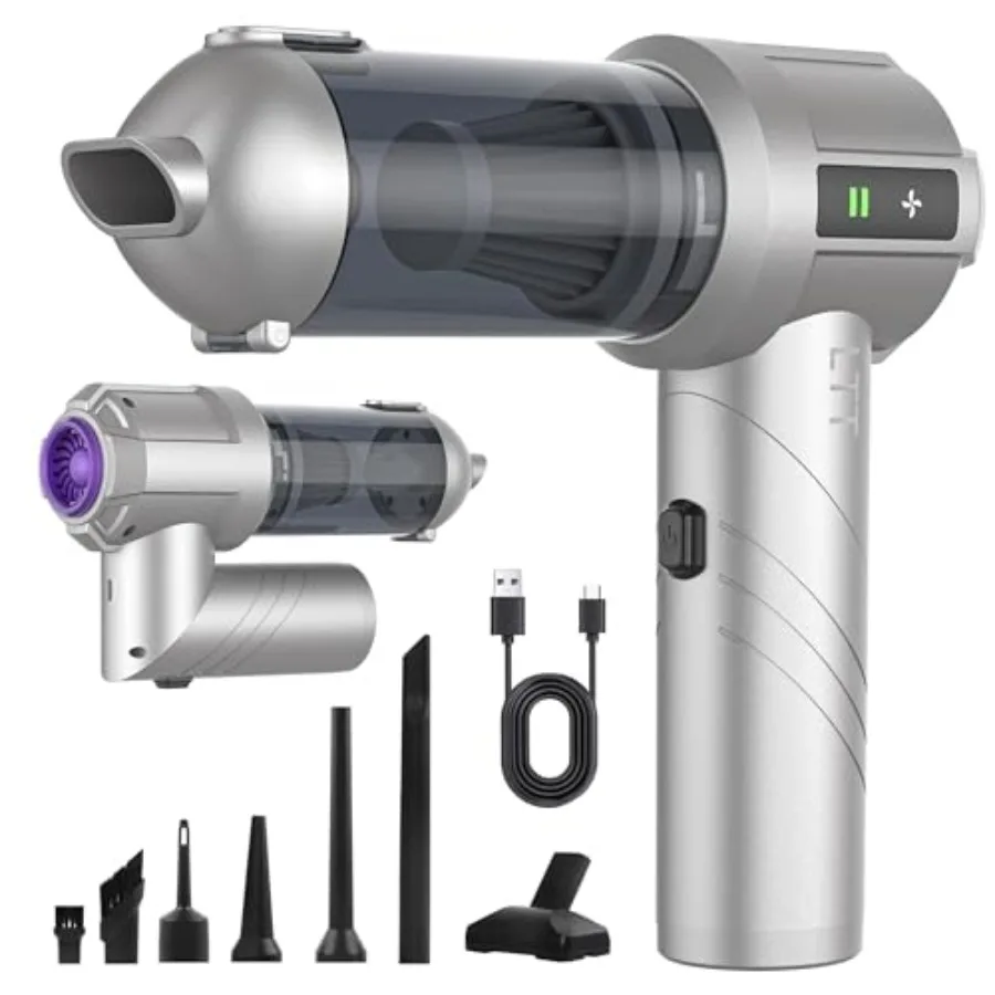 

car Vacuum Portable Cordless, 18000PA Brushless Motor Hand Held Vacuum, Air Duster, 120W High Power Mini Vacuum Cleaner Foldabl