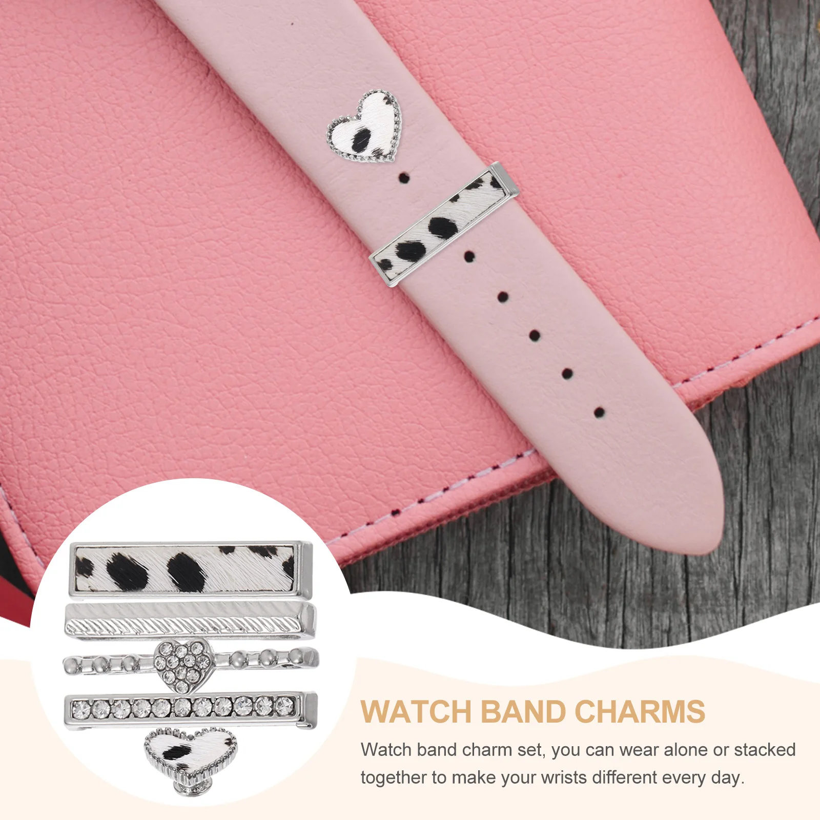 

1Set Band Charm Decorative Metal Rings Stylish Watch Strap Bling Decoration Unique Look Watchband Charm