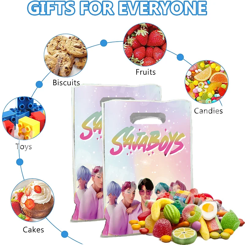 사자보이 파티 가방 데몬 헌터 생일 장식 플라스틱 선물 가방 캔디 박스 베이비 샤워 소녀 파티 용품 장식