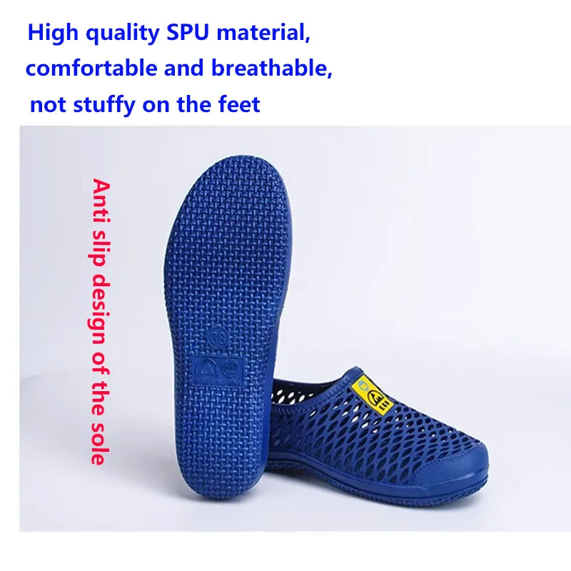 Safety shoes  Anti static sandals  unisex perforated shoes, dust-free workshop thickened soft soles, breathable work shoes