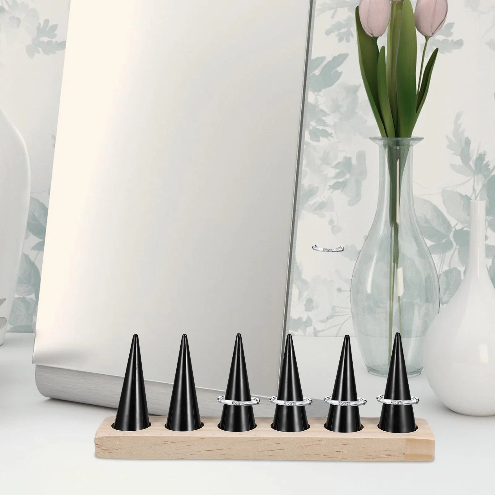 

1 Set Display Stand Wooden Organizer Detachable Finger Mold Stable Base For Jewelry Store Ring Storage Rack
