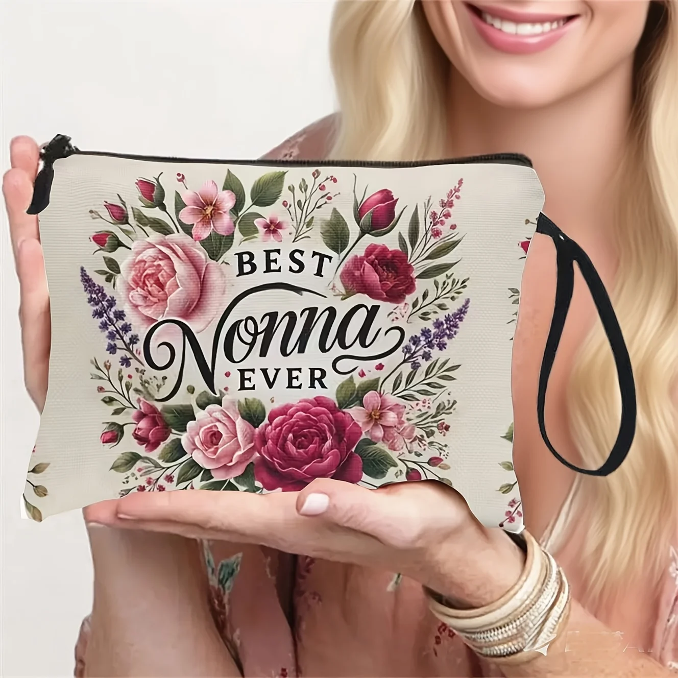 BEST NONNA EVER Makeup Bag Travel Accessories Organizer Toiletry Bag with   Suitable for Holiday and Birthday Gifts