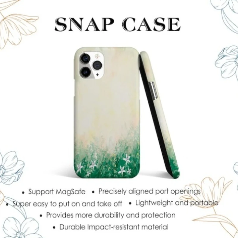 حافظة هاتف مغناطيسية لهاتف آيفون 17 16 15 14 13 12 11 16e Air PRO Plus مطبوعة بالعشب الأخضر غطاء مقاوم للصدمات من الأكريليك الصلب #5