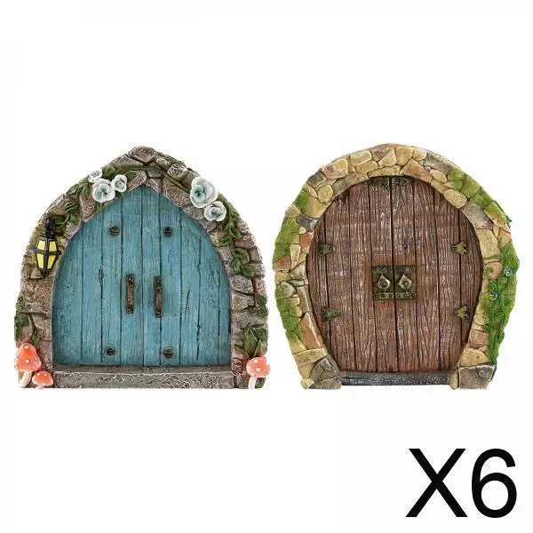 

Miniature Fairy Tale Door Wood Sculpture Garden Figurine Yard Decoration for Fairy Garden Outdoors
