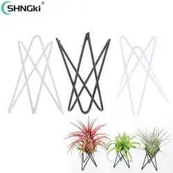 Nordic Style Air Plant Holder Metal Flower Pot Stand Geometric Iron No Soil Office Hydroponics Vase Container Decoration Family