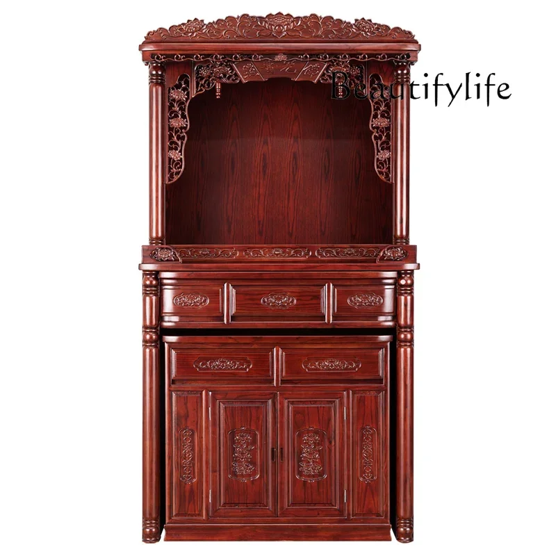 

Solid Wood Shrine Chinese Style Clothes Closet Altar Buddha Shrine Household God of Wealth Altar Shrine