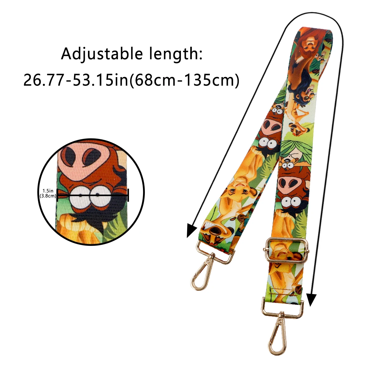 Cool Cartoon Lion Bag Strap Woman Straps for Crossbody Messenger Shoulder Bag Accessories Adjustable Belts Straps Handbag Strap