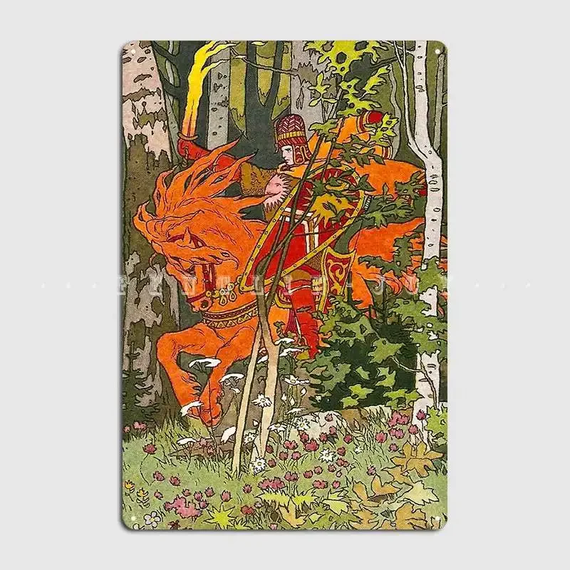 The Red Horseman Vasilisa The Beautiful Ivan Bilibin 1899 Poster Metal Plaque Pub Garage Printing Wall Plaque Tin Sign Poster