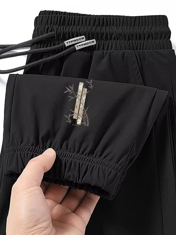 

plus Size Men's Casual Pants Ice Silk Thin Summer Qui Dry Sports Running Trousers Nine Points Straight Leg Pants