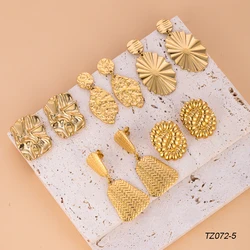 CARLIDANA Stainless Steel Gold Texture Flower Earrings Gold Color Statement Earrings for Women Exaggerated Flower Earrings
