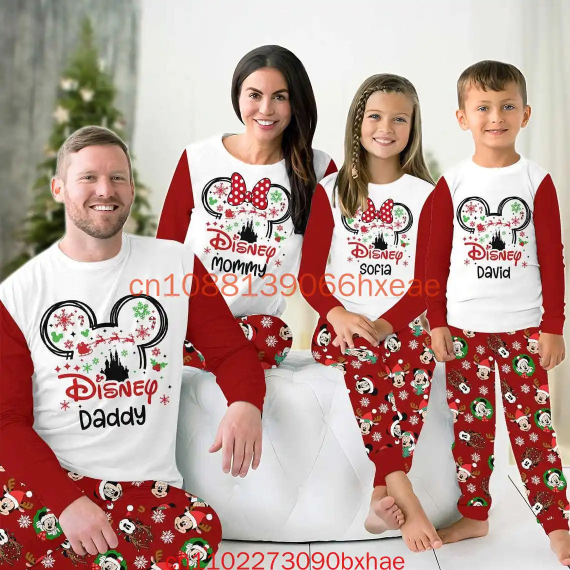 Nome personalizado conjunto de pijamas de família de natal do castelo da disney mouse combinando mickey e minnie conjunto de pijama calças