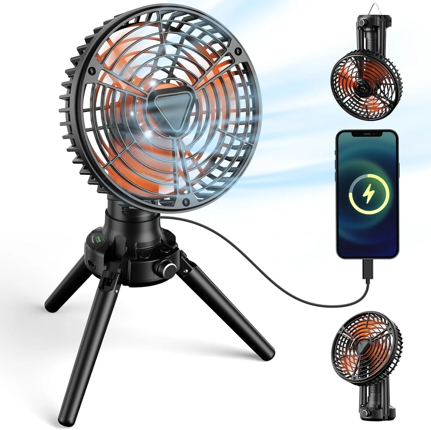 

Портативный вентилятор для кемпинга со светодиодной подсветкой, бесступенчатые вентиляторы с батарейным питанием, подвесной крючок, портативный вентилятор