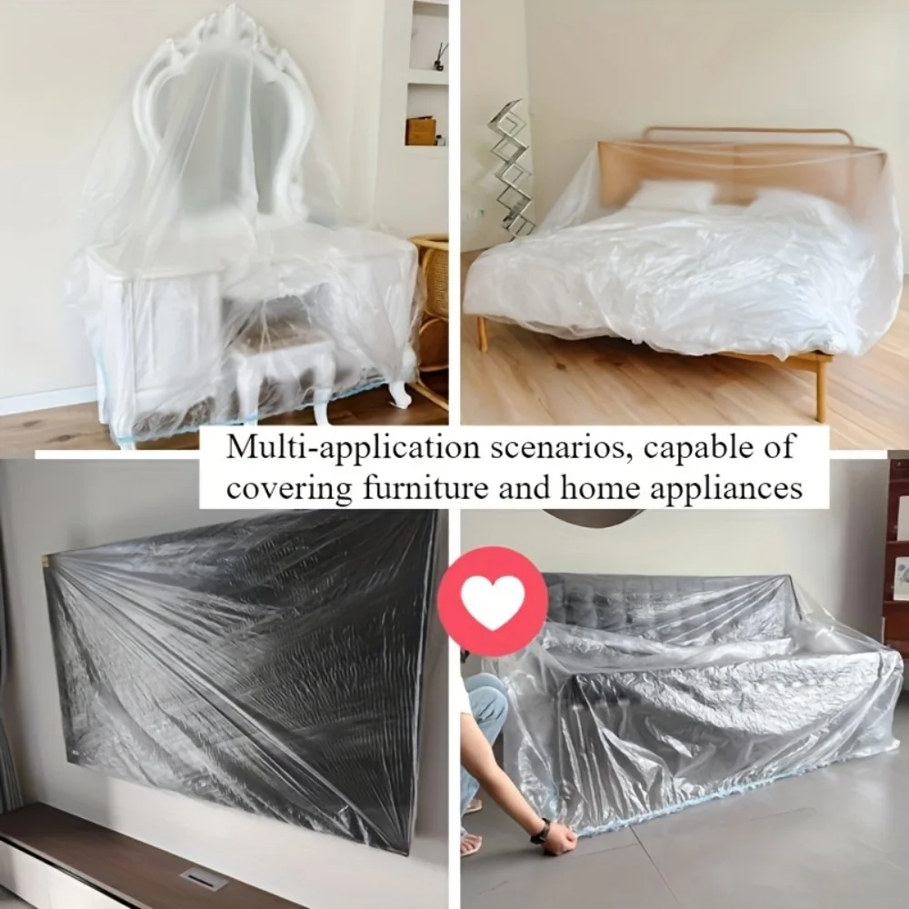 2pcs Extra Large Bed Cover, Protective Pad Cover, Disposable Plastic Material Space-Saving, Pull-Out Ready, Large Size for Furni