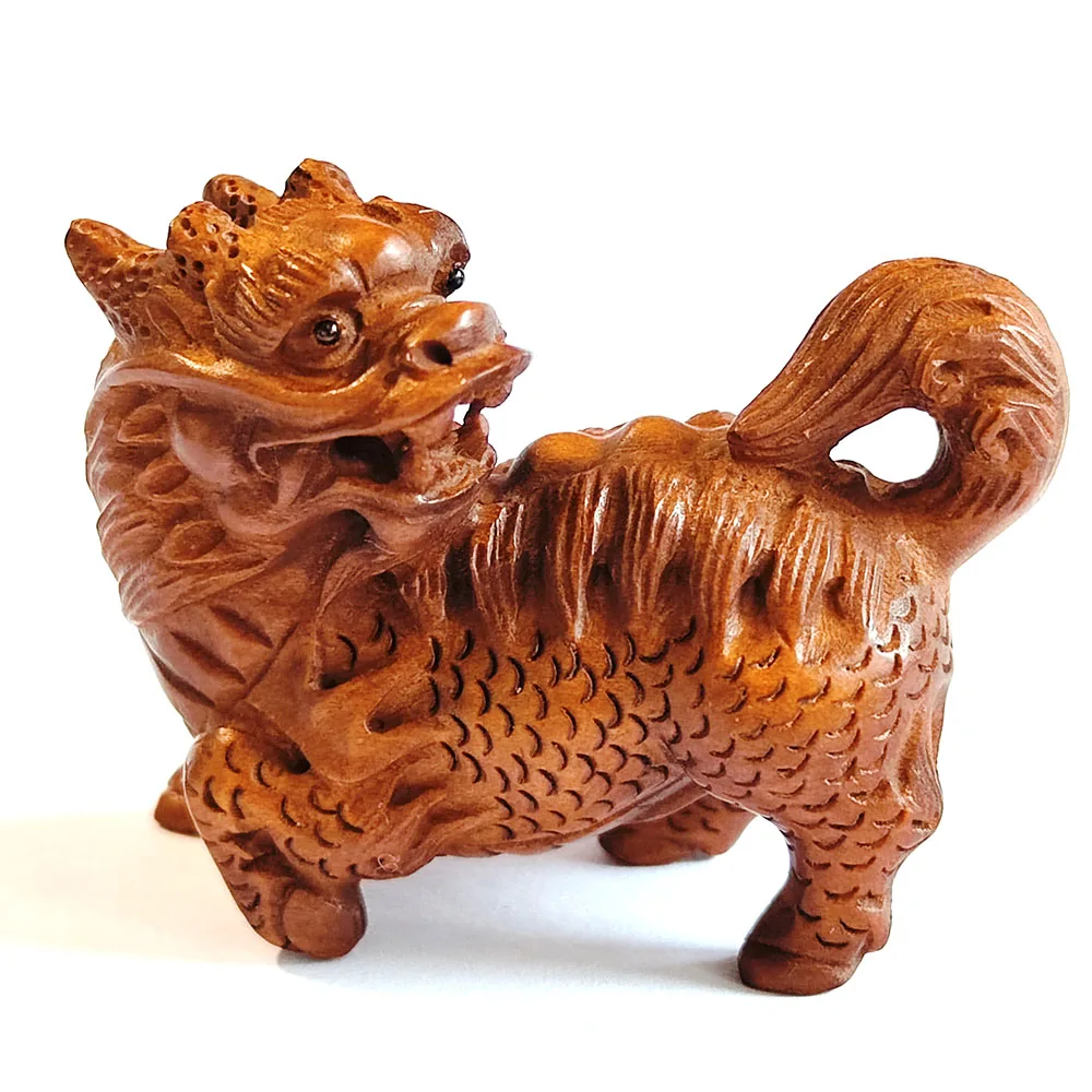 

Y8444 - 2 " Hand Carved Boxwood Netsuke Carving Figurine - Foo Dog Lion