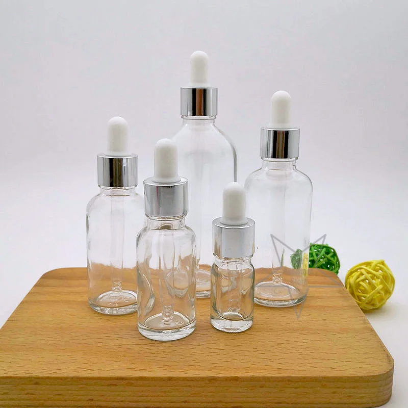 زجاجة زيت عطري للمختبر 10 قطع من الزجاج الشفاف 5 مل إلى 100 مل تستخدم المختبر المقاوم للتسرب المتين #4