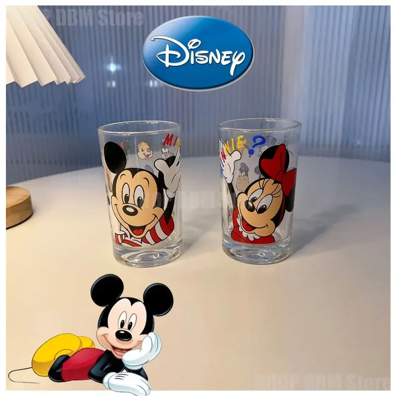 Disney Mickey Minnie Mouse Glass Coffee Cup High Heat-resistant Latte Mug Senior Water Cup Cartoon Milk Beer Juice Tea Cup Glass