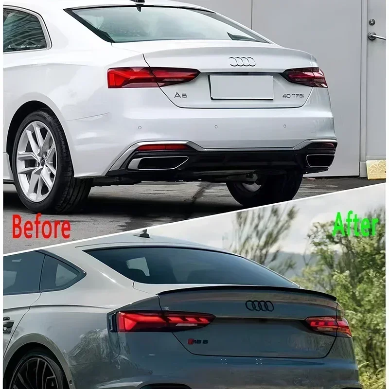 For Audi A5 A5 S-Line S5 F5 4Door 2017-2024 S Style Rear Trunk Boot Lip Spoiler Cap Rear Roof Spoiler Wing Tuning bodykit trim