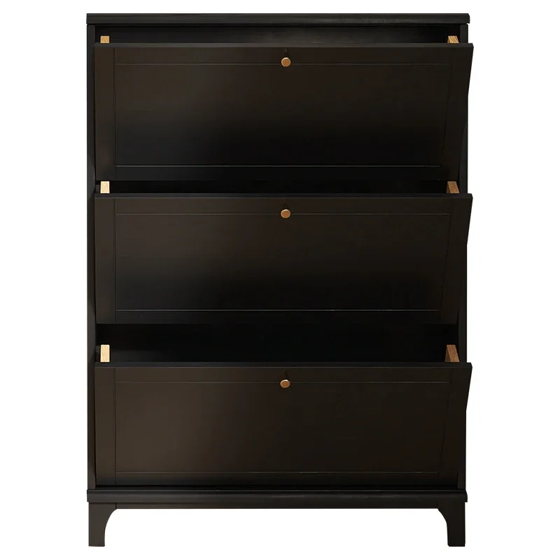 Customizable shoe cabinet, light luxury, modern simple black ultra-thin tipper, solid wood entrance cabinet at the door of the h