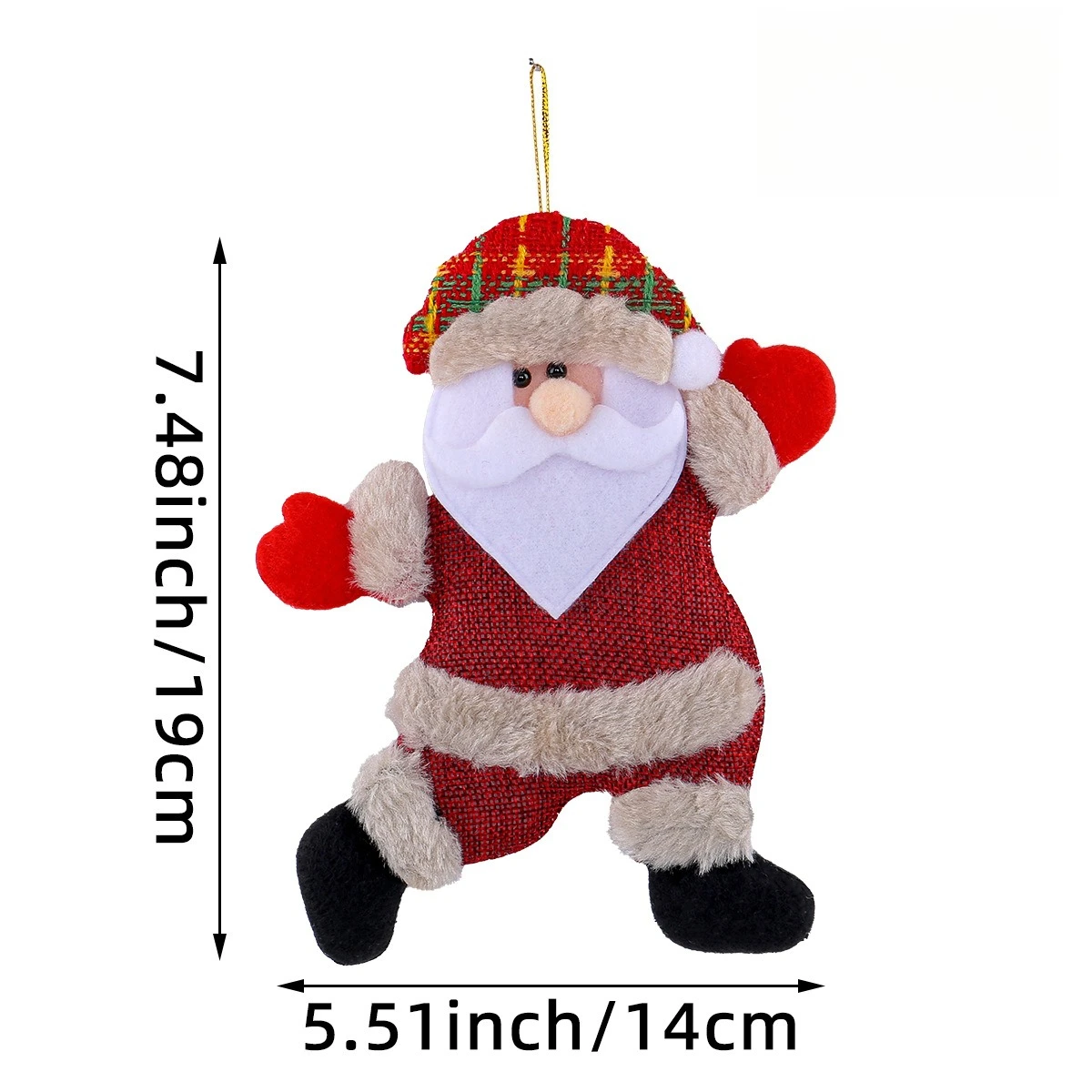 4pcs Set Cartoon Christmas Tree Ornaments, Fabric Decorations for Christmas Trees, Hanging Gifts with Santa Claus, Snowman, Deer view 6