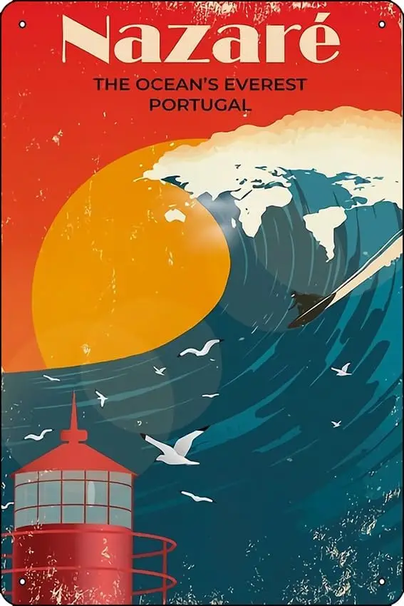 Nazare The Oceans Portugal Poster Metal Tin Sign Fun Home Art Wall Decor