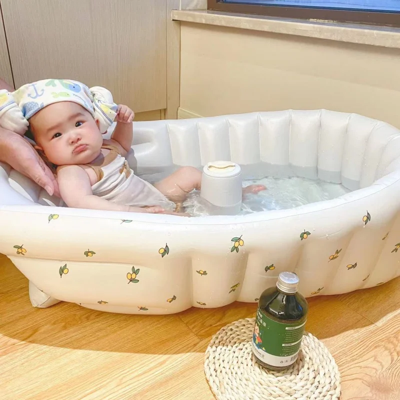 PVC soft rubber portable baby bath tub Newborn bath foldable child press inflatable bottom non-slip bathtub