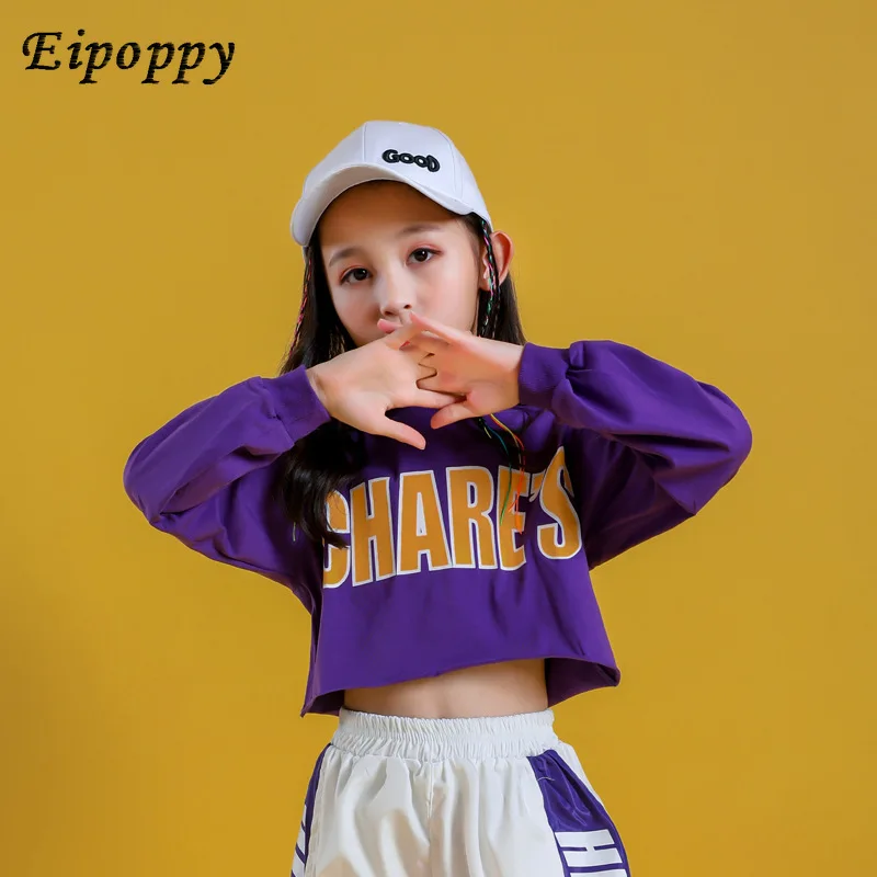 Crop Top Clothes Sets GirlsChild Streetwear Street Dance Pant Outfits Jazz Stage Costumes