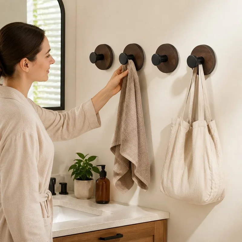 4pcs Reusable Suction Wall Hooks for Bathroom Kitchen Bedroom And Entryway, Tool-Free Removable Hanging Storage for Towels, Bags