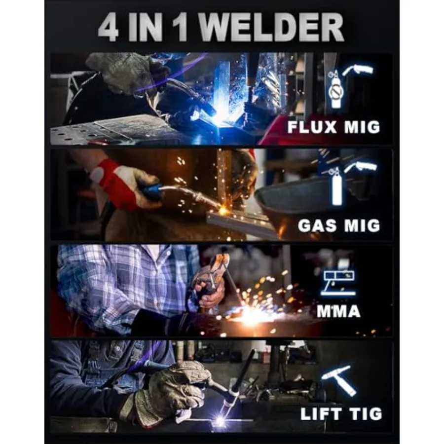 4 in 1 Multi-Process Welding Machine with Synergy IGBT Inverter for Professional and DIY Use: Compatible with MIG/Gasless Flux