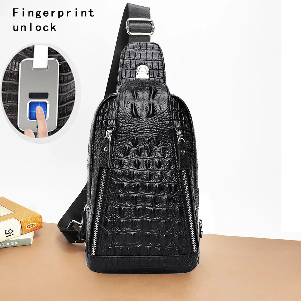 

Convenient Crossbody Bag Anti-theft Travel Essential Genuine Leather Chest Men Cowhide Portable Shoulder Crossbody Small Handbag