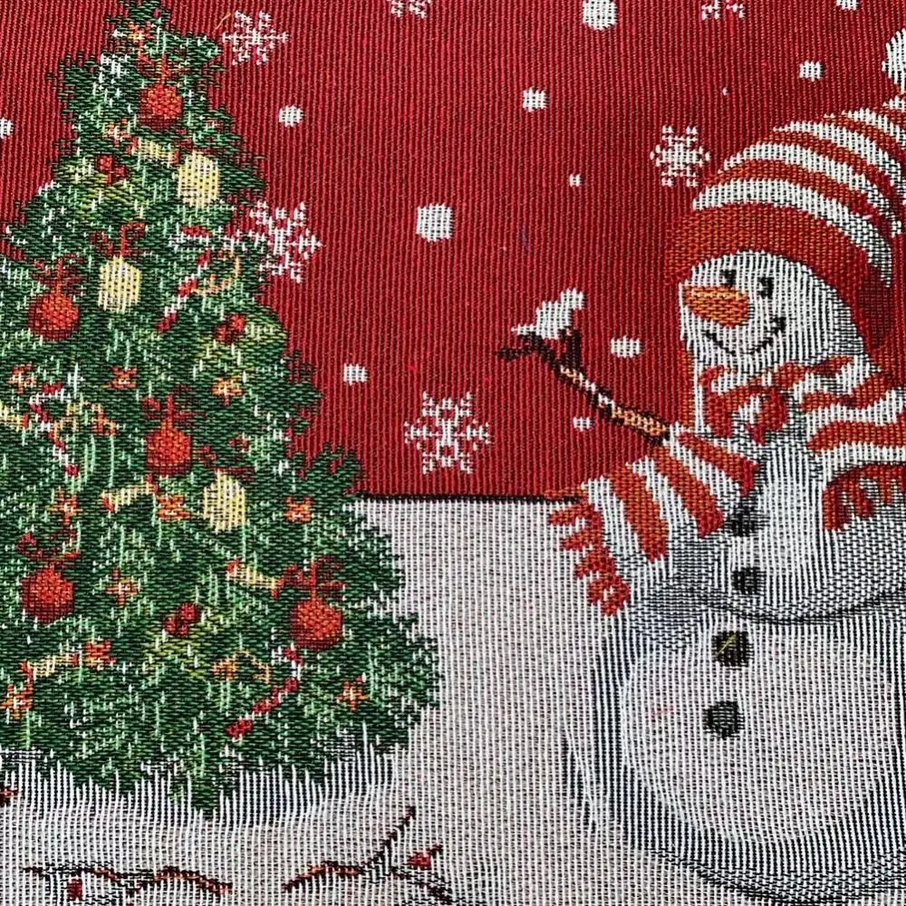 

Рождественская скатерть с кисточкой, прямоугольная скатерть со снеговиком и принтом Санта-Клауса, трикотажная ткань с флагом, чехол для стола