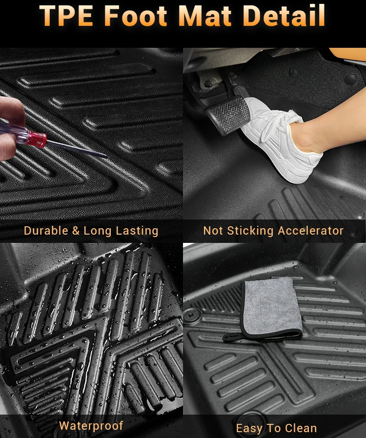 KQXLuxury TPE Car Floor Mat Dustproof Car Mat Waterproof Non-slip Floor Liners for Chevrolet SPARK GT 2011-2024
