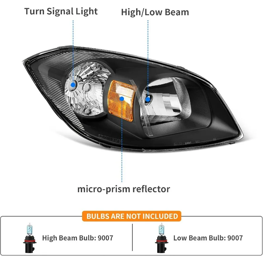 مجموعة المصابيح الأمامية متوافقة مع 20052010 تشيفي كوبالت 20052006 بونتياك السعي 20072009 بونتياك G5 سائق وركاب سيد