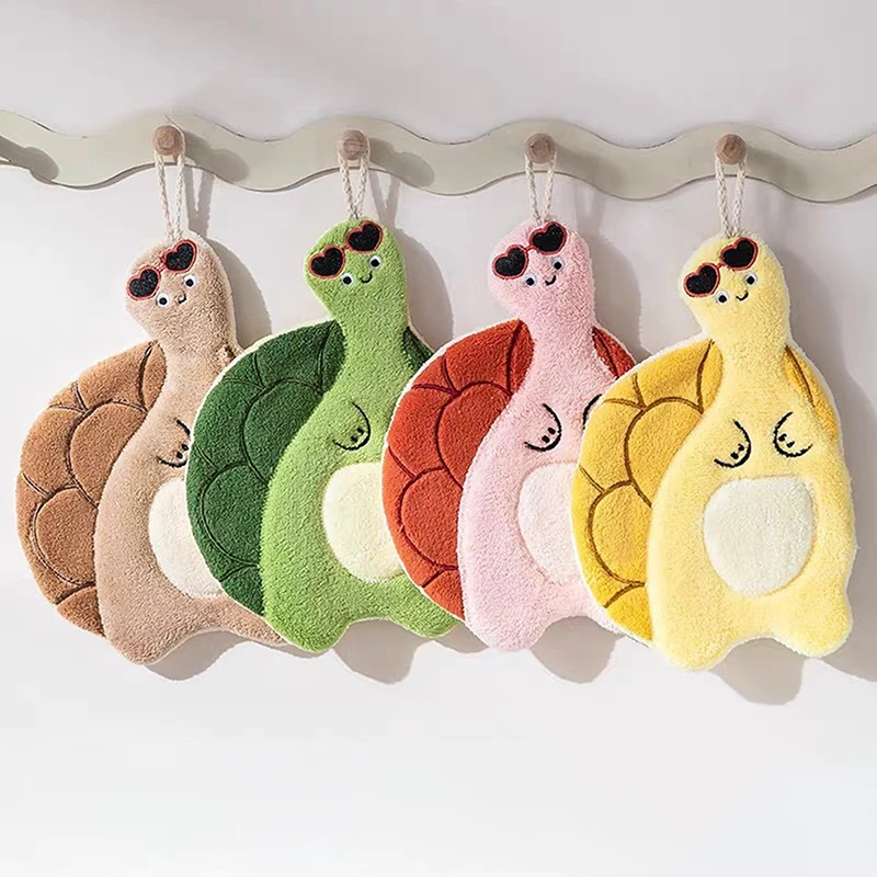 

1 упаковка милых полотенец для рук в форме черепахи, полотенец из микрофибры на кончиках пальцев, супервпитывающих полотенец, подходит для ежедневного домашнего использования